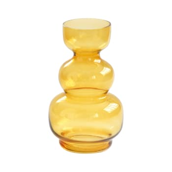 Vase Dame-Jeanne en verre teinté jaune H30