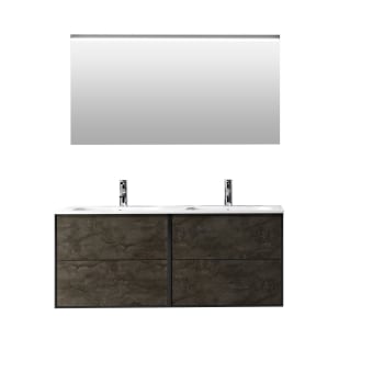 Igea - Mueble de baño 4 piezas doble bañera en melamina oxido
