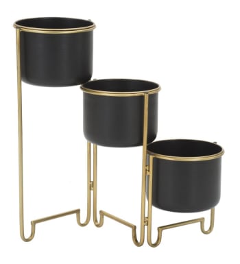 Vaso Con Supporto In Metallo Nero Home&Styling – Fioriera Da Terra 50 Cm