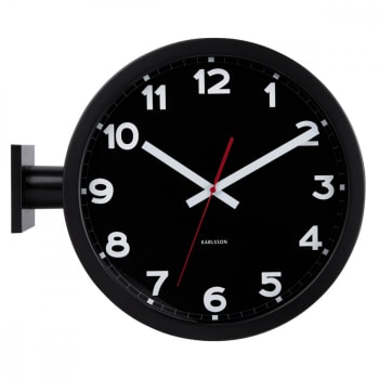 New classic double sided - Horloge murale double face h38cm aluminium noir