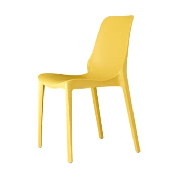 FAUTEUIL DE JARDIN EMPILABLE EN POLYPROPYLÈNE JAUNE ET BLANC LARA