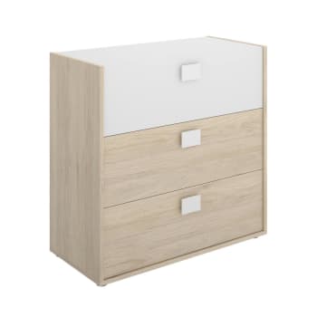 Dmbay - Commode effet bois beige, blanc 80x43 cm