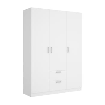 Dacca - Guardaroba 3 ante effetto legno bianco 150x52h215 cm