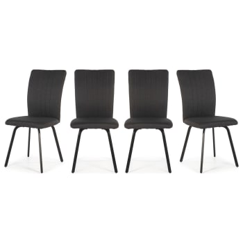 Lonni - Lot de 4 chaises en tissu gris foncé