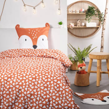Funny sacha - Parure de lit enfant imprimé en coton orange 140x200