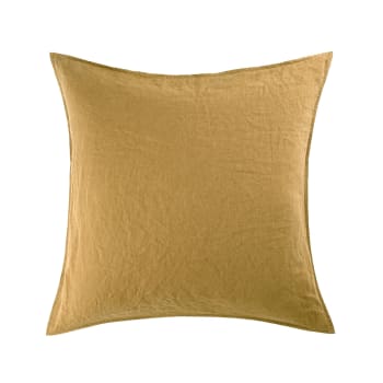 Petit jour - Taie d'oreiller en  lin lavé jaune 65 x 65 cm