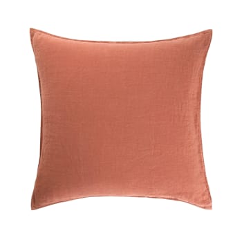 Petit jour - Taie d'oreiller en  lin lavé rose 65 x 65 cm