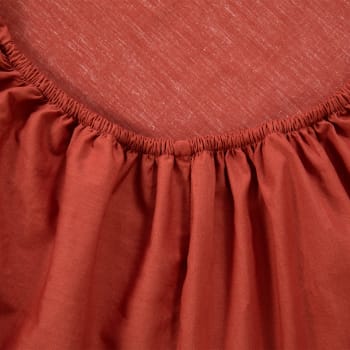 Alcove - Drap housse pour lit articulé en percale de coton rouge 180 x 200 cm