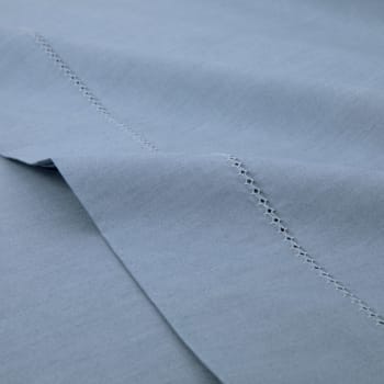 Alcove - Drap plat en percale de coton bleu 270 x 300 cm