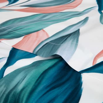 Alocasia - Drap plat en percale de coton bleu 270 x 300 cm