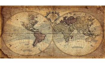 Stampa su Tela Mappa Mondo, Multicolore, 120x60 cm