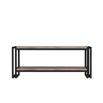 CARMELA - Tavolino in Truciolare e Metallo, Noce, 102x45x40 cm
