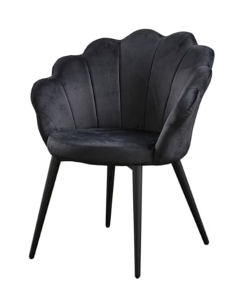 CARLA - Stuhl aus Samt mit schwarzen Füßen, schwarz