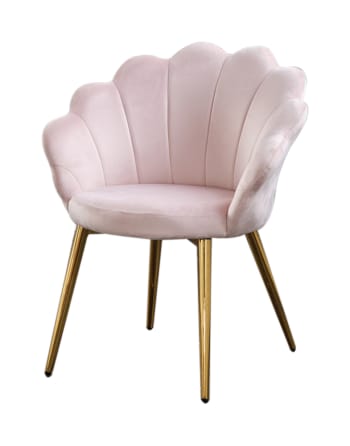 CARLA - Stuhl aus Samt mit goldenen Füßen, rosa