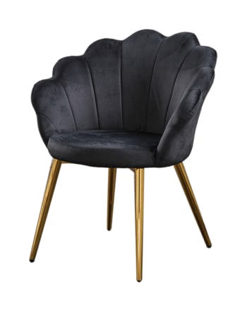 CARLA - Stuhl aus Samt mit goldenen Füßen, schwarz
