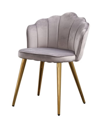 SALLY - Stuhl aus Samt mit goldenen Füßen, silber