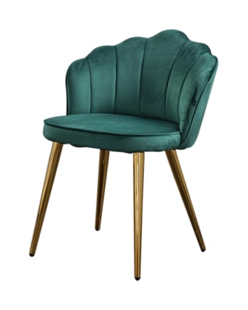 SALLY - Stuhl aus Samt mit goldenen Füßen, grün