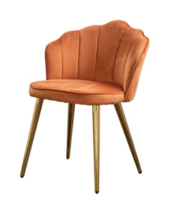 SALLY - Stuhl aus Samt mit goldenen Füßen, kupfer