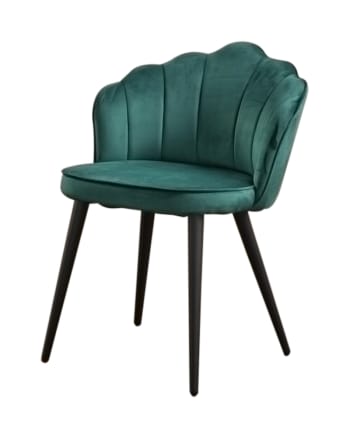 SALLY - Stuhl aus Samt mit schwarzen Füßen, grün