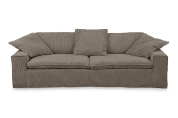NETTA - XL Sofa mit abziehbarem Bezug aus Cord, graubraun