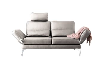 HURRICANE - 2-Sitzer Sofa aus Leder, hellgrau