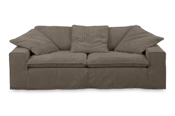 NETTA - Sofa mit abziehbarem Bezug aus Cord, graubraun