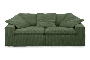 NETTA - Sofa mit abziehbarem Bezug aus Cord, moosgrün