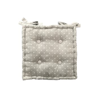 Charme - Assise matelassée imprimé en coton gris clair 40x40