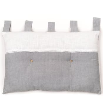 Charme - Tête de lit coussin en coton gris 45x70