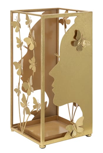 GLAM FACE - Portaombrelli in metallo dorato con profilo di donna cm 24x22,5x48,5