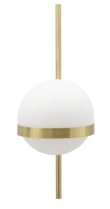 BARCELONA LED Applique Parete ATOM Rossa Con Sfera In Vetro Opalino 15 Cm - Design Moderno Per Soggiorno, Camera Da Letto, Attacco E27