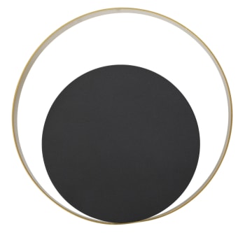 SHUTTLE - Applique in metallo nero con cerchio dorato cm 25x8x25