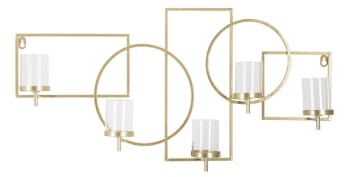 2 Portacandele Da Parete Pieghevoli In Metallo Bianco - 33x18cm Per Ambiente Romantico