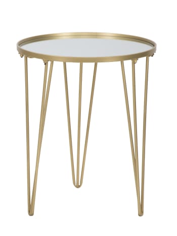 GLAM GOLD MIRROR - Tavolo da caffè rotondo in metallo dorato Ø cm 40X49