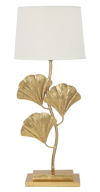 GLAMY - Lampada da tavolo in metallo dorata con paralume bianco Ø cm 33x81