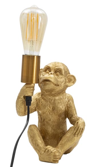 MONKEY - Lampada da tavolo in resina dorata scimmietta cm 17x14,5x25