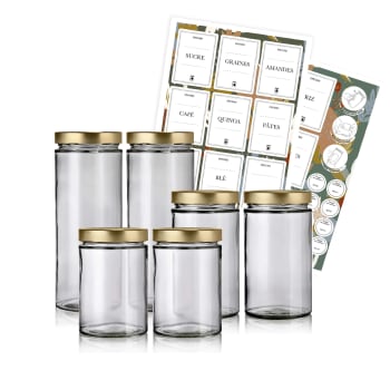Pack Epicerie Muscadin 6 bocaux - Pack Epicerie Muscadin - 6 Bocaux -  Couvercle Or