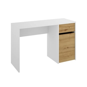 Dcaput - Schreibtisch mit weißem Holzeffekt und geknoteter Eiche