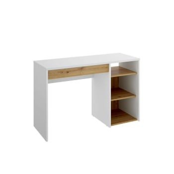 Ddiakit - Schreibtisch mit weißem Holzeffekt und geknoteter Eiche