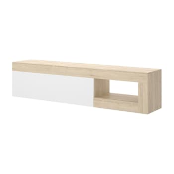 Dadl - Mobile porta TV effetto legno rovere, bianco 204x42h48 cm