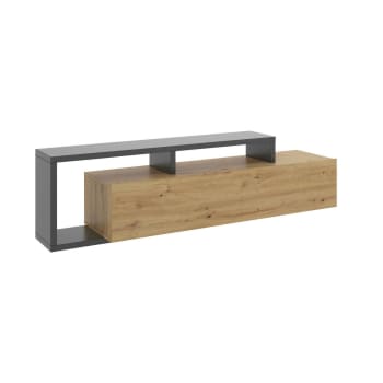 Dgodign - Mobile porta TV effetto legno rovere nodi, antracite 165x40h47 cm