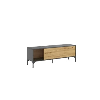 Dlell - Mueble de televisión con efecto madera de roble anudado y antracita