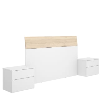 Dcelja - Tête de lit effet bois blanc et chêne