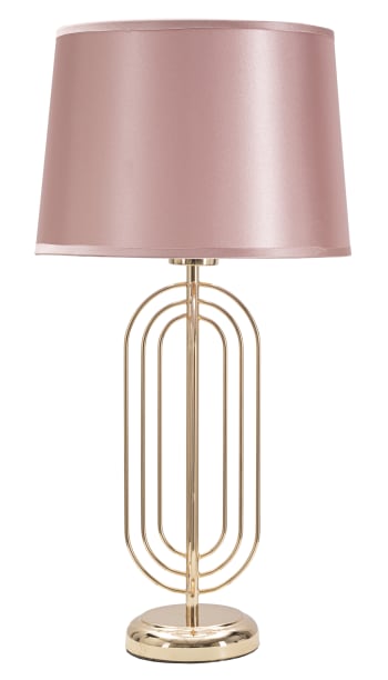 KRISTA - Lampada da tavolo in metallo dorata con paralume rosa Ø cm 28x55