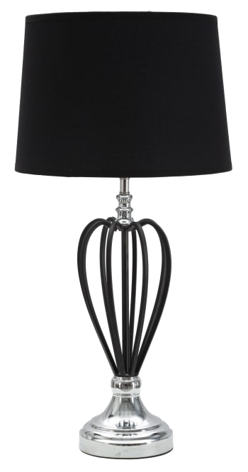 DARKY - Lampada in metallo nera con paralume nero Ø cm 28x56