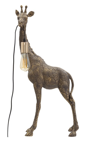 GIRAFFA - Lampada da tavolo in resina dorata giraffa cm 40x22x80