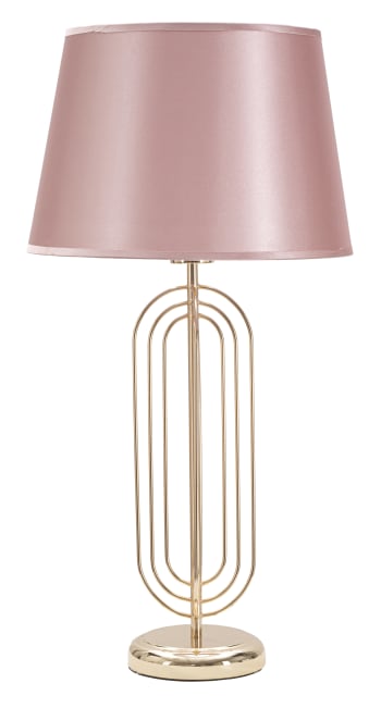 Lampada da tavolo in metallo dorata con paralume bianco Ø cm 33x81