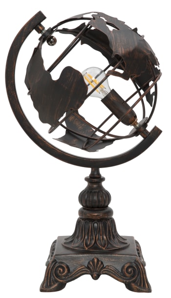 INDUSTRY - Lampada da tavolo in metallo marrone a forma di mappamondo cm 24x20x40