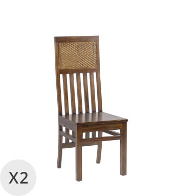 Flamingo - Set de 2 chaises en bois marron