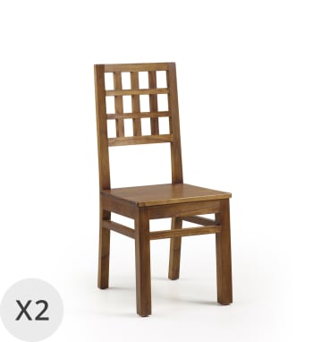Star - Set de 2 chaises en bois marron